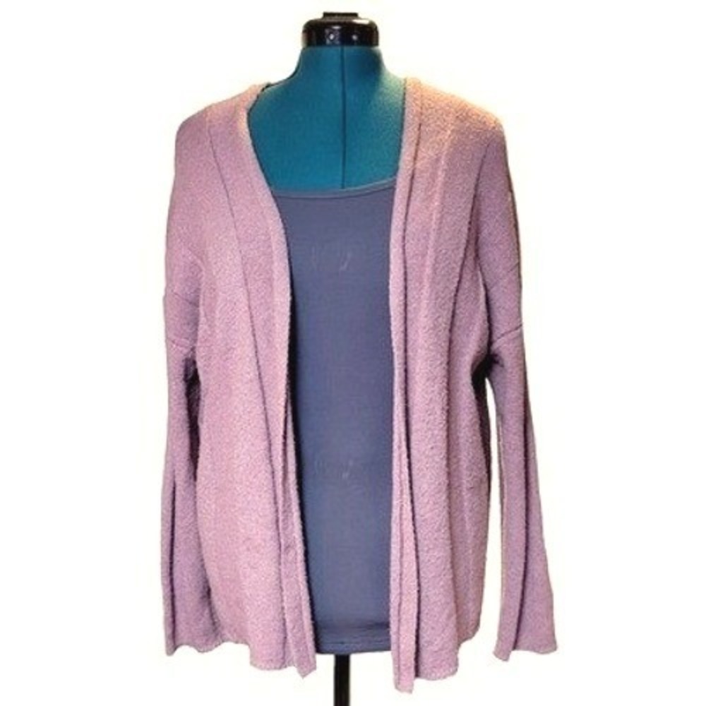 Pink‎ Rose Open Front Knit Cardigan Sweater Women's Size L Pink Relaxed Fit